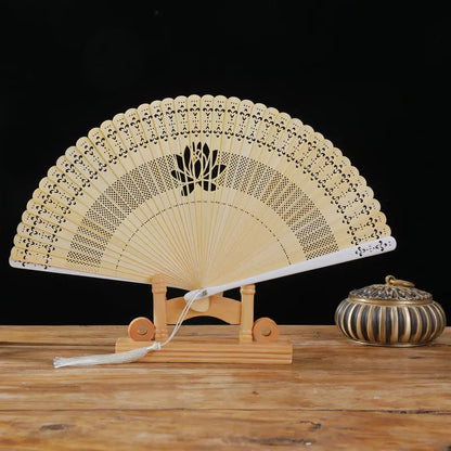 New Chinese Super Fairy Lotus Small Fan Hanfu Qipao Women's Hollow Fan Wedding Photography Props Folding Fan - K2 - Fans
