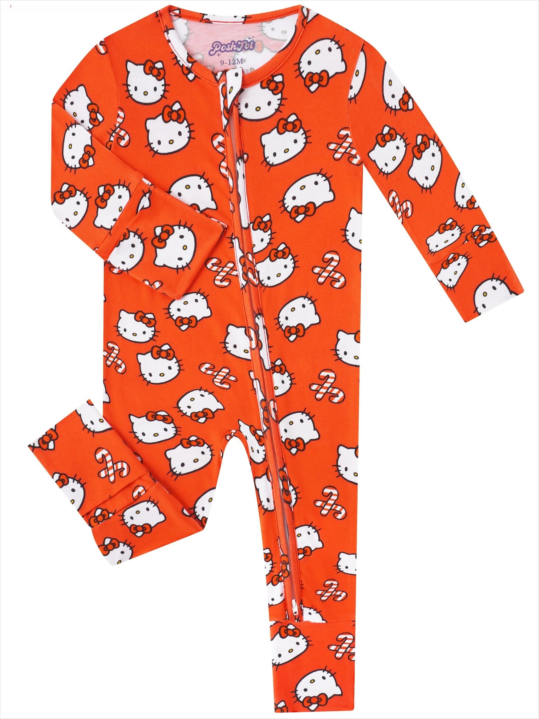 PoshTOT Sanrio Hello Kitty Red Bamboo Baby Convertible Zippy Romper - - Zippy Romper
