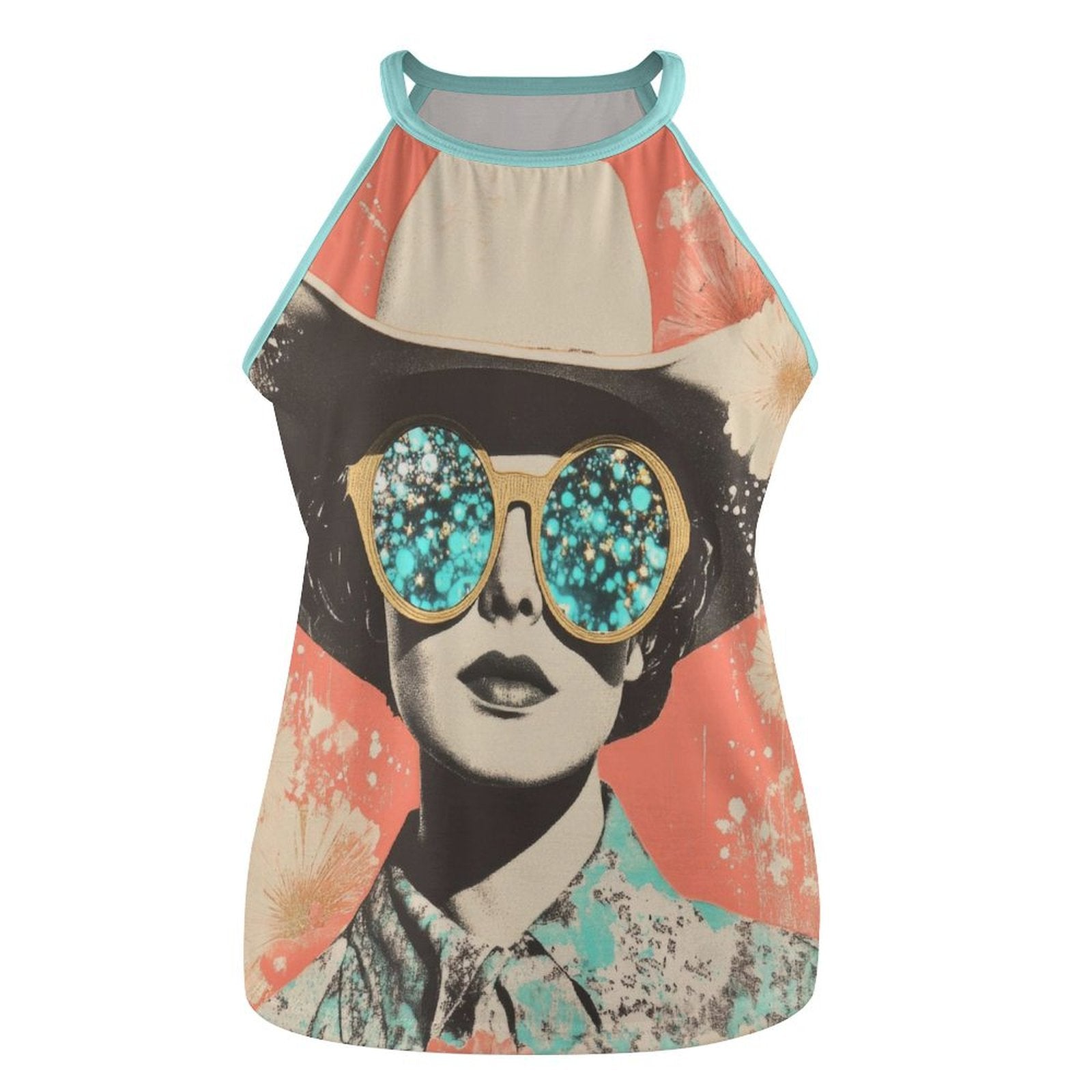 Baha Ranch Turquoise Cowgirl Retro Pop Western Tank Top - - Tanks & Camis