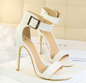 Stiletto Heels Satin High Heels Buckle Sandals - white 37 - heels