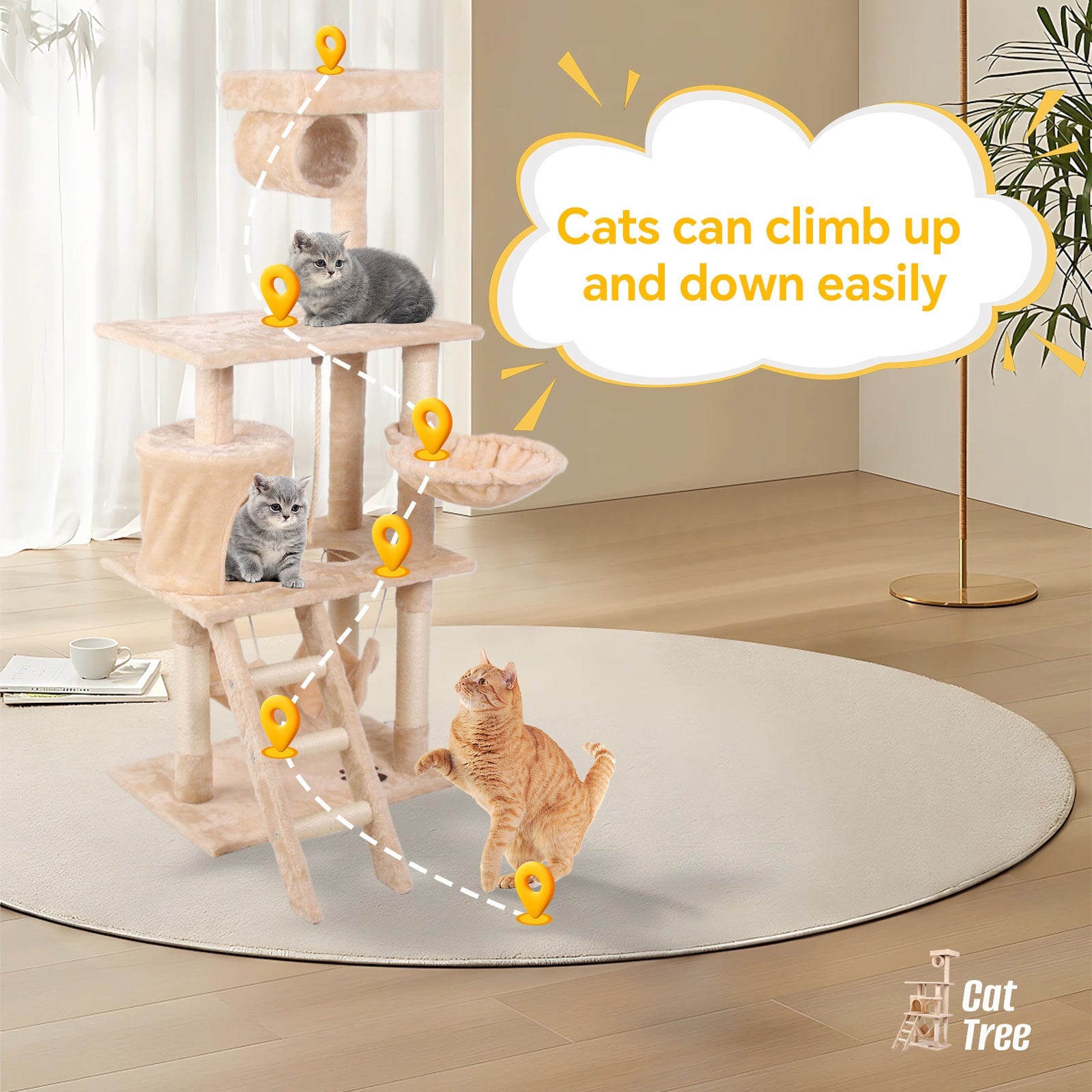Cream Cat Climbing Tree - - cat tree