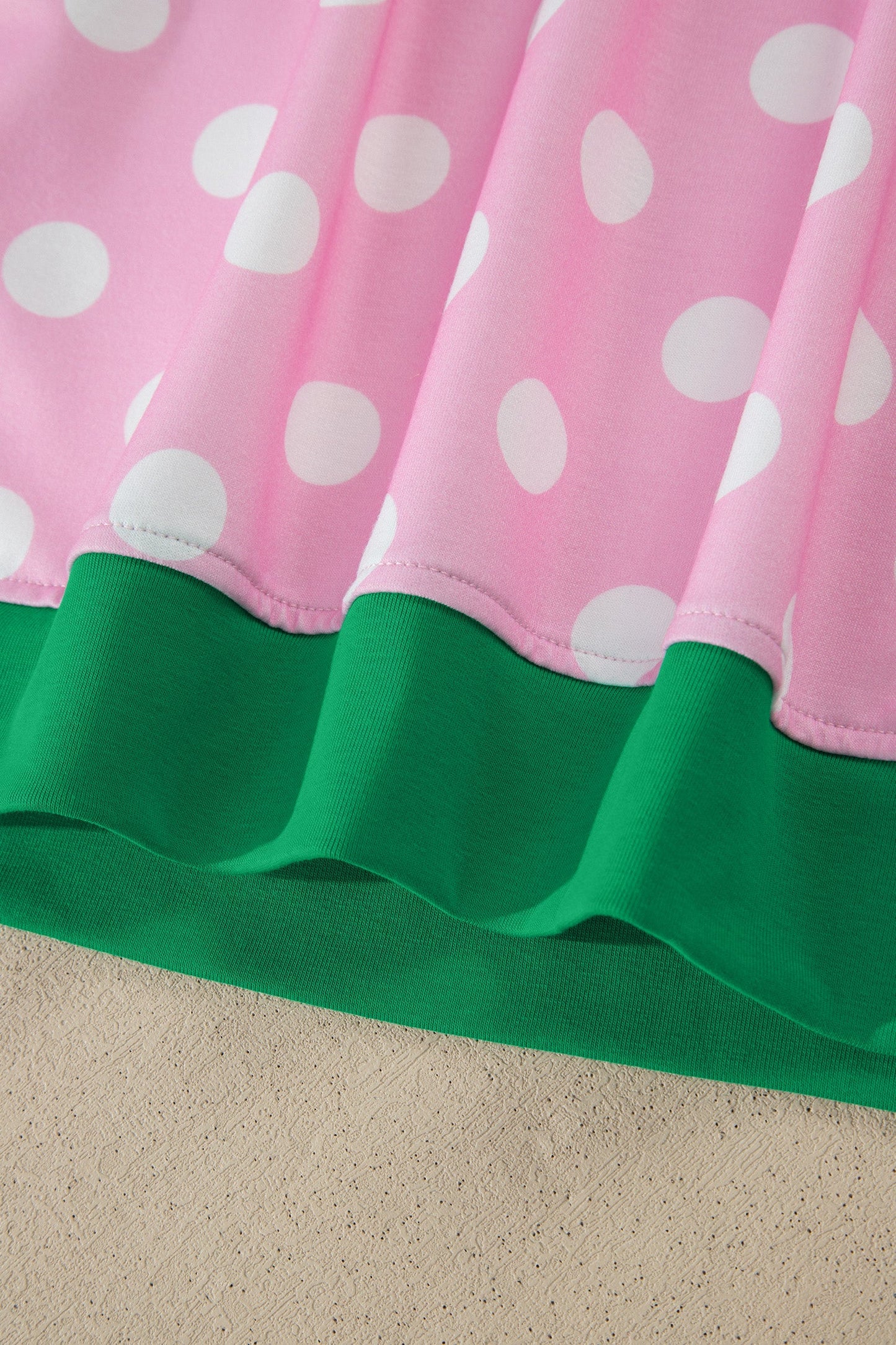 Pink Polka Dot Contrast Edge Casual Short Set - - Two Piece Sets/Short Sets