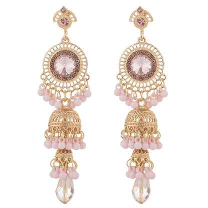 Bohemian Oxidized Jhumki Earrings - -
