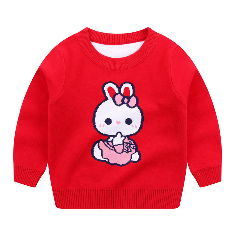 Trendy Cartoon Tutu Fan Tong Knitwear - Red 120cm - sweater