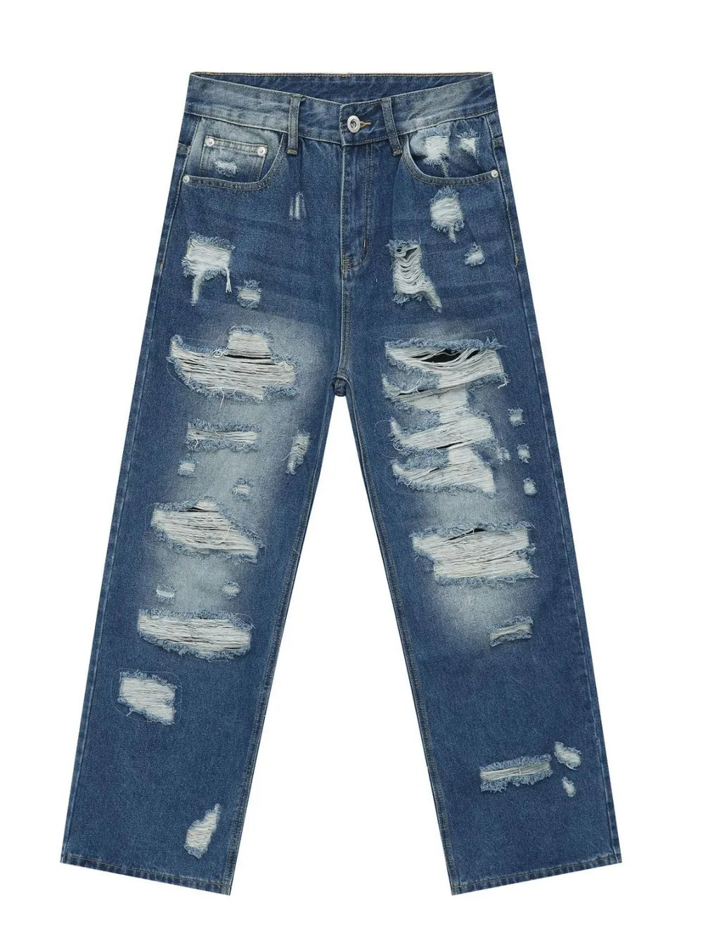 Men's Distressed Jeans with Pockets - -