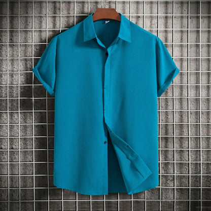 Breathable Soft Summer Casual Short Sleeve Button Up Shirt Men