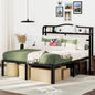 RmagineX Full Size 14 Inch Tall Black Metal Bed Frame with Charging Station - 14 Inch Full - bed frame