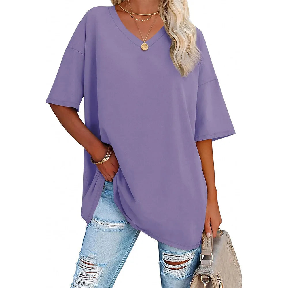 Solid Casual Loose Blouses Women's Shirt