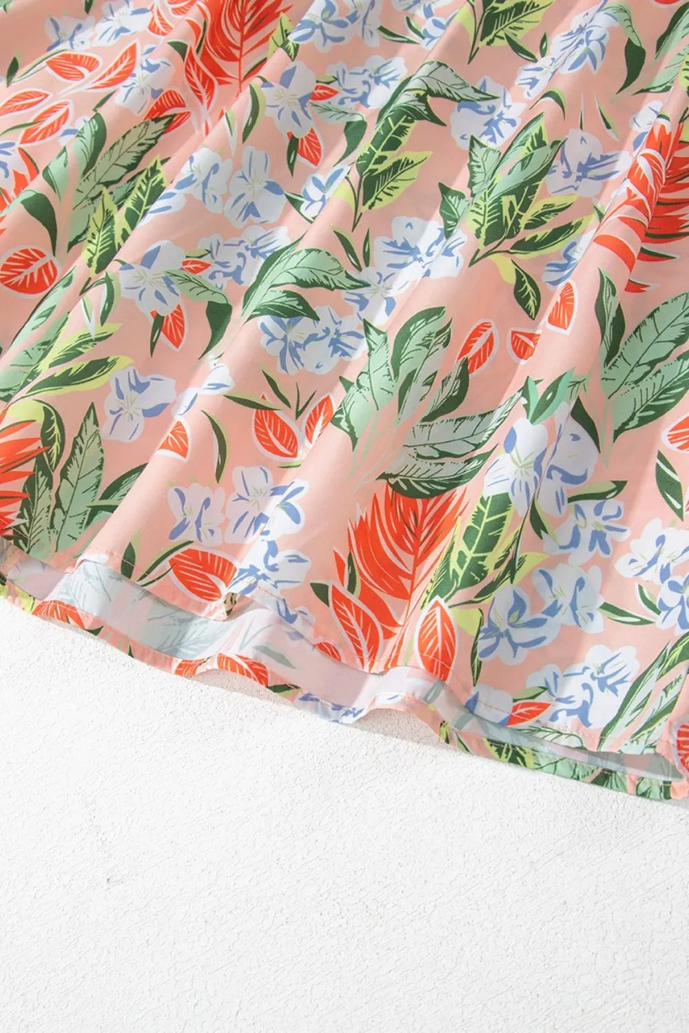 Floral Smocked Square Neck Puff Short Sleeve Midi Dress - -