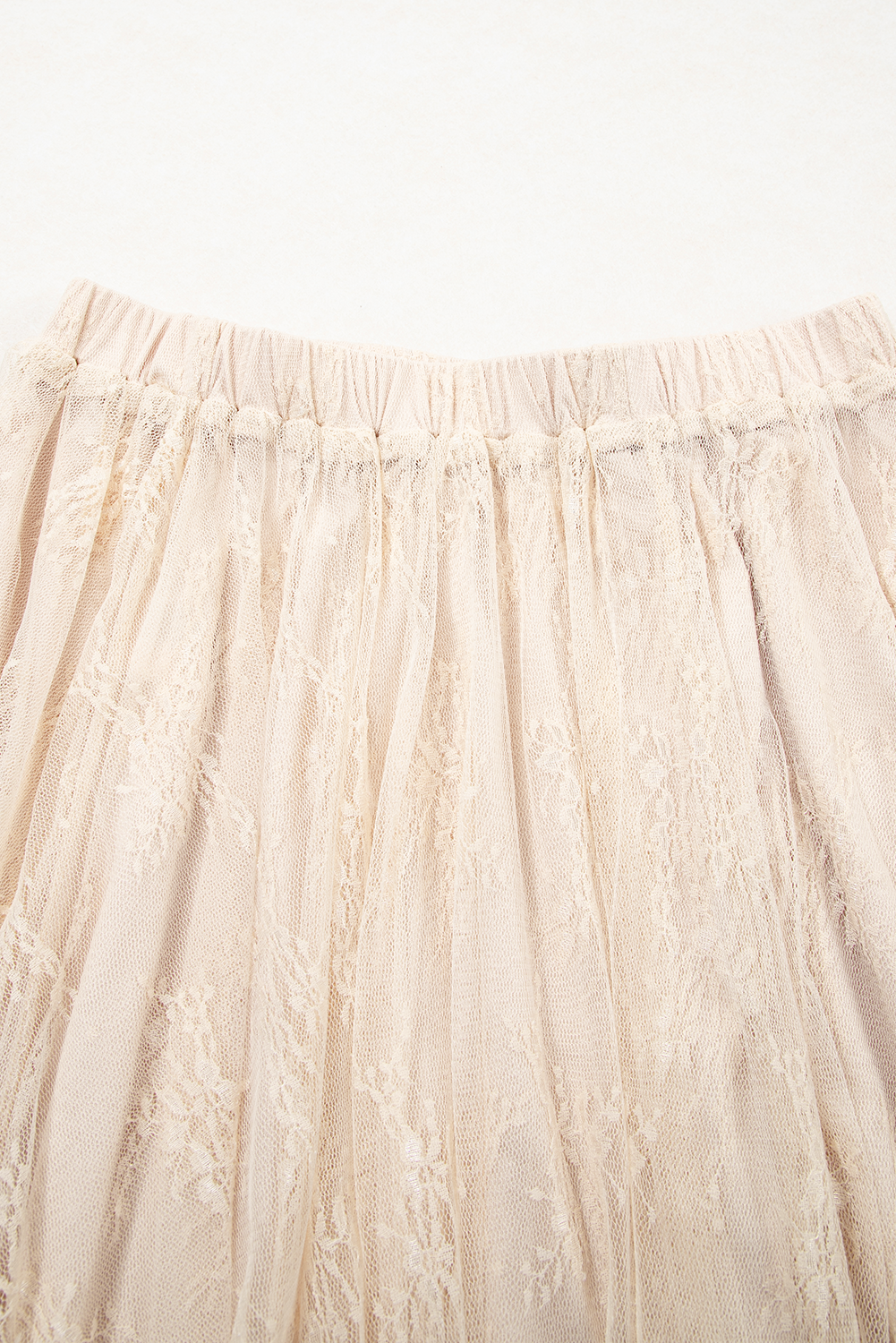 Apricot Lace Cascading Tiered High Waist Maxi Skirt - - Bottoms/Skirts & Petticoat