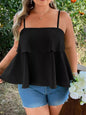 Plus Size Ruffle Hem Cami See size chart under “more details” - Black - Tank Top