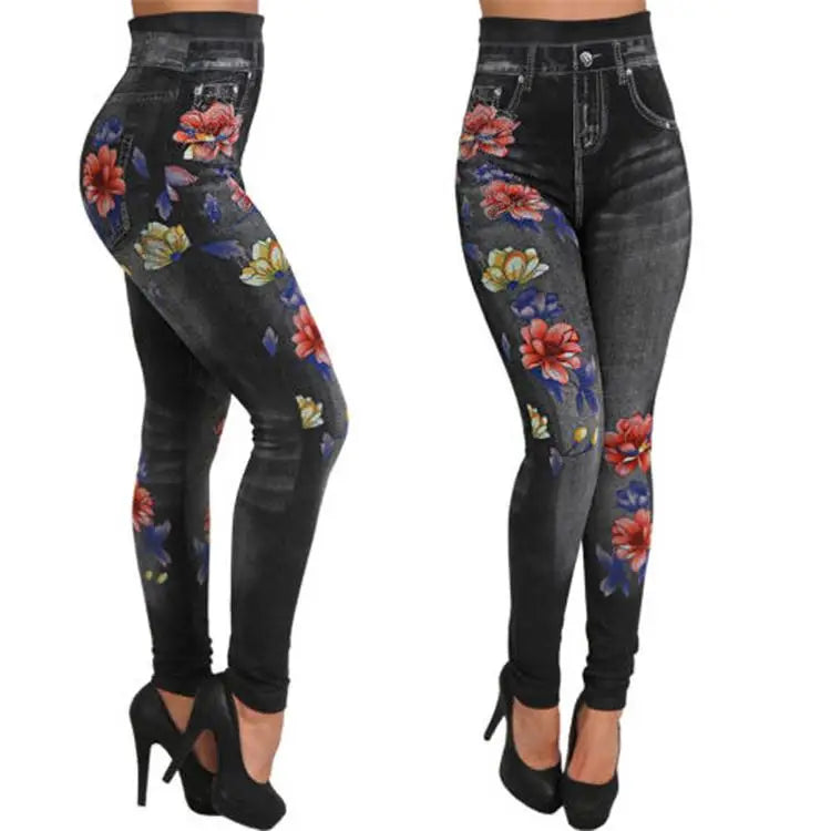 Ladies Floral Jeans