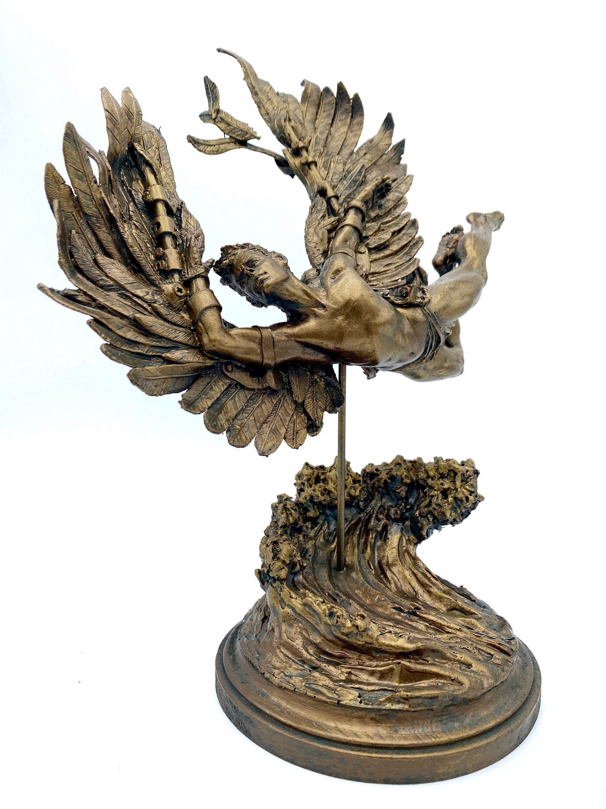 Flight of Icarus/ Fallen Angel Statue, Hand Painted Resin | Mythological Character Figurine | Myths and Legends Statue |Fantasy Art Decor - -