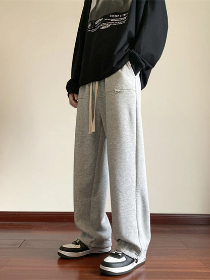 Men's Full Size Wide Leg Pants Plus Size - Light Gray -