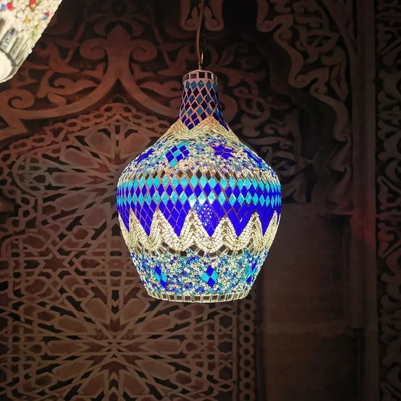 Handmade Multicolor Glass LED Turkish Moroccan Mosaic Lamp Ceiling Light