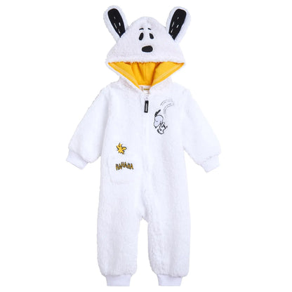 PEANUTS Woodstock Snoopy Newborn Baby Boys Cozy Sherpa Zip Up Cosplay Coverall White 6-9 Months Kia Day Design
