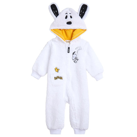 PEANUTS Woodstock Snoopy Newborn Baby Boys Cozy Sherpa Zip Up Cosplay Coverall White 6-9 Months Kia Day Design