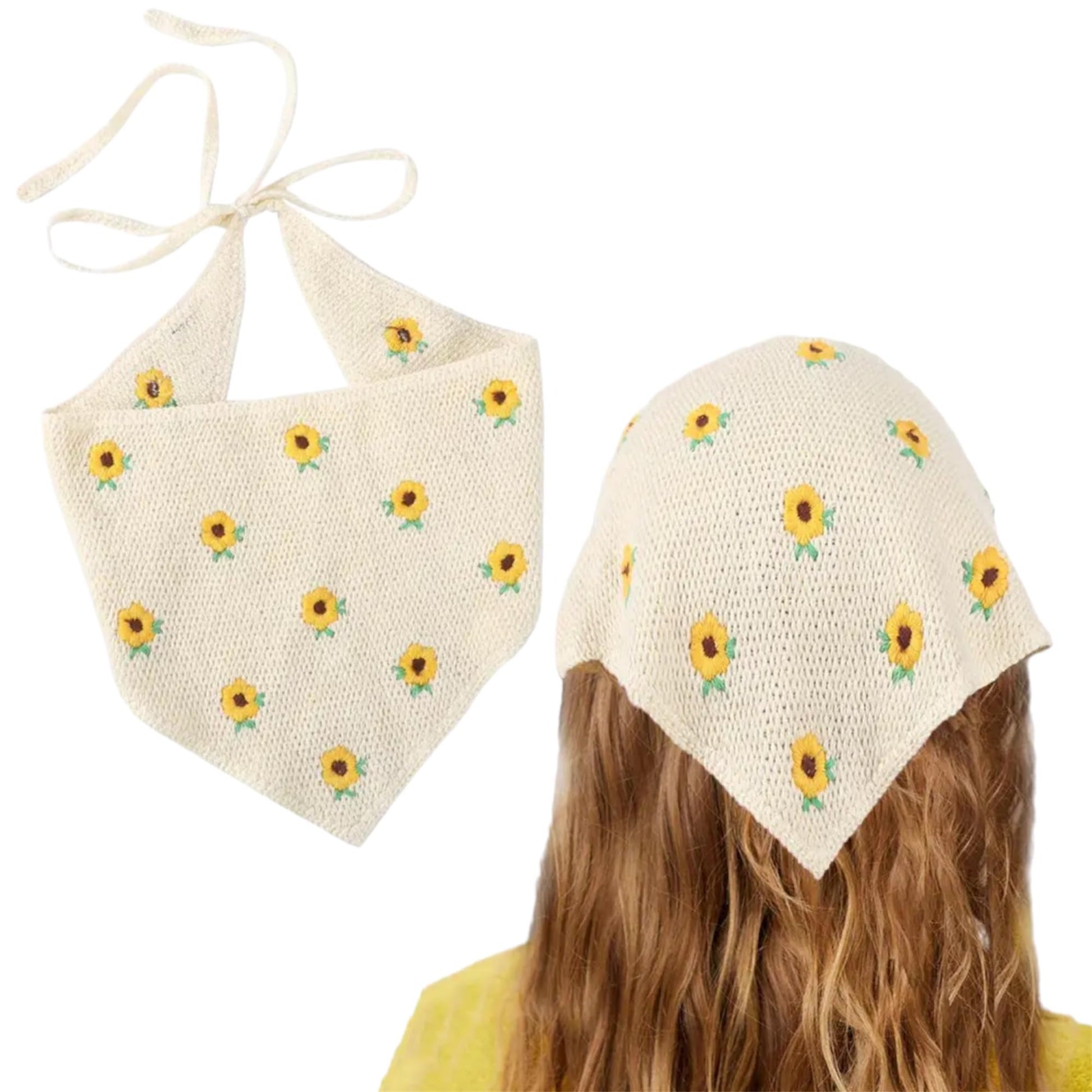 Boho Chic Crochet Bandanas - - head scarf