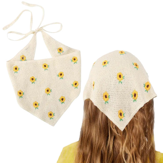 Boho Chic Crochet Bandanas - - head scarf