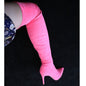 Sleek Suede Stiletto Over-the-Knee Boots - Pink 35 -