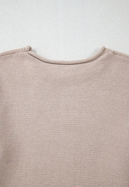 Color Block Round Neck Long Sleeve Sweater - -