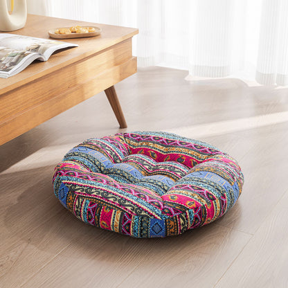 Japanese-Style Cotton Futon Floor Cushion (Round or Square) - Round 3 Style - Floor Cushion
