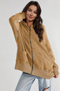 Zip-Up Long Sleeve Jacket - Caramel -