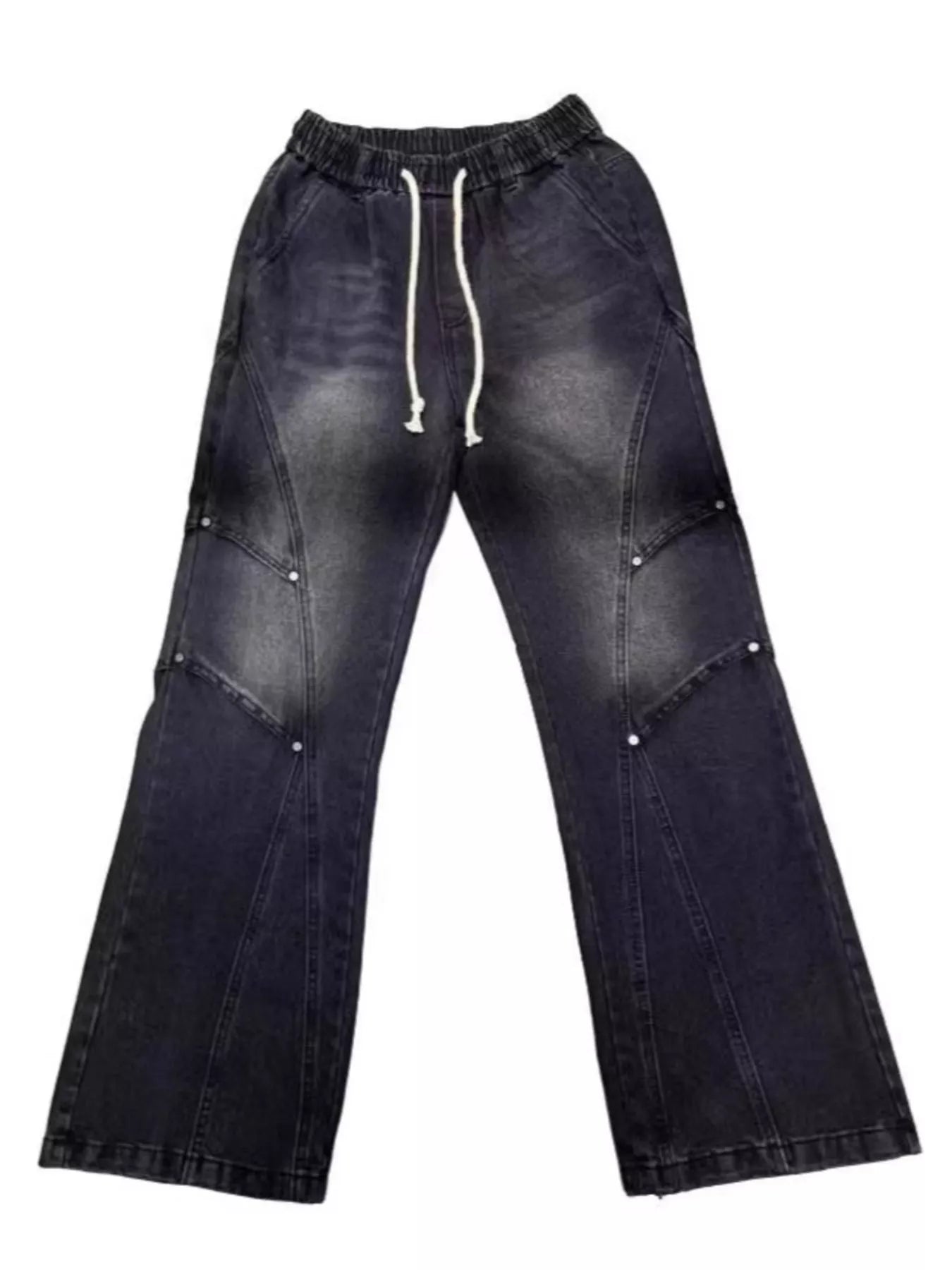 Men's Full Size Vintage Wash Wide Leg Jeans Plus Size - -