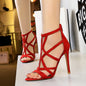 Simple Hollow Out High Heels Red