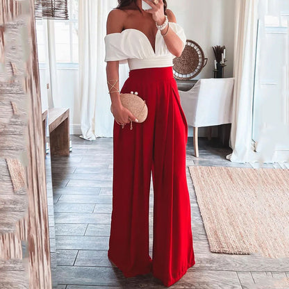 Summer Womens Sexy Off-Shoulder Two-Piece Set - Picture color L - clothing set