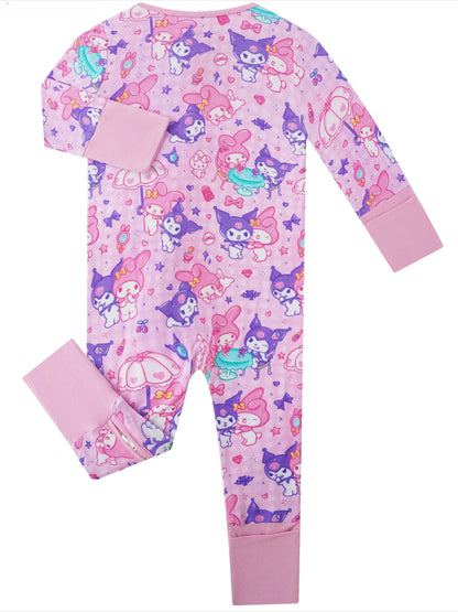 PoshTOT Sanrio Kuromi Bamboo Baby Convertible Zippy Romper - - Zippy Romper