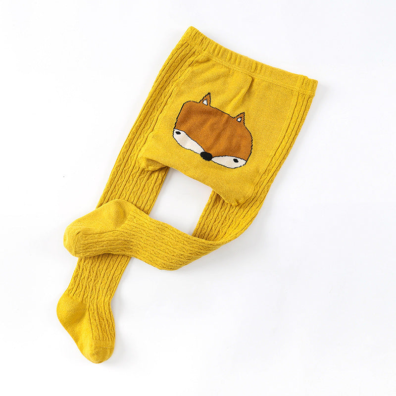 Embroidered Cotton Cartoon Pantyhose for Babies - Yellow 0to12 - leggings