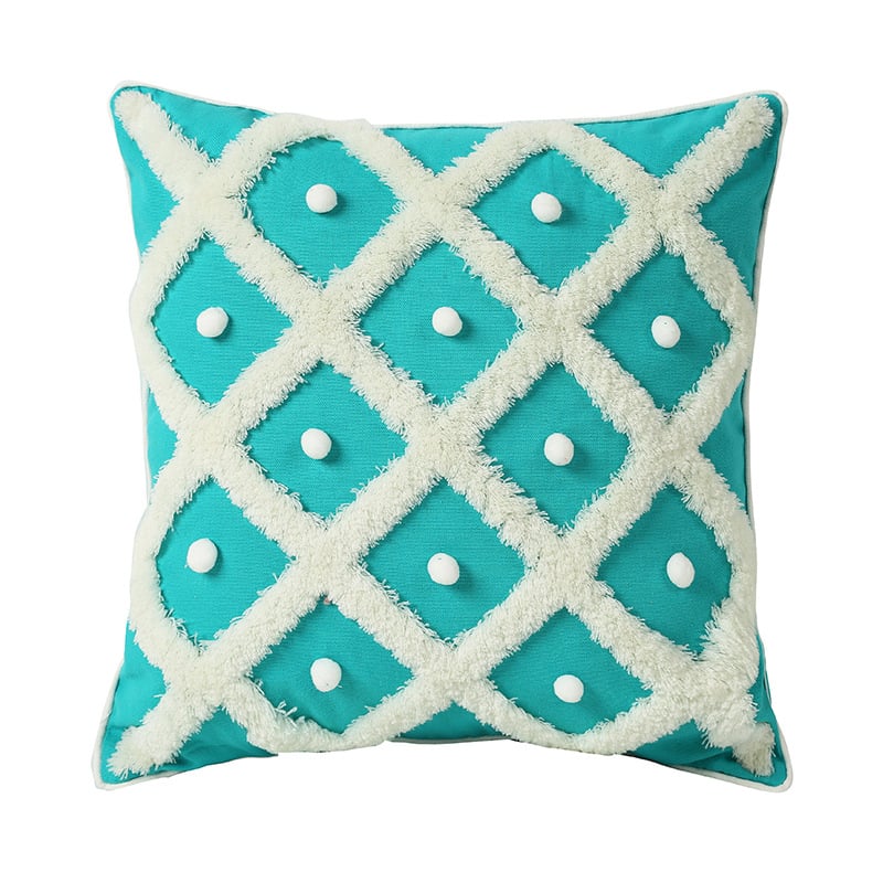 Moroccan Tufted Sphere Pillow - Chic Cushion Case - Blue - pillow cover