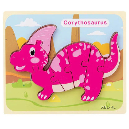 Wooden 3D Montessori Dinosaur Jigsaw Puzzles Corythosaurus