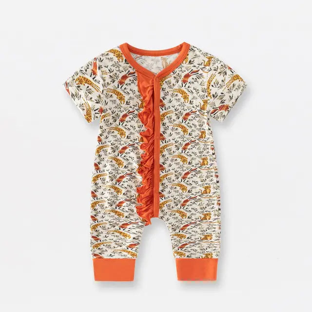 Bamboo Fiber Baby Zippered Romper orange tan 12-18M 80cm