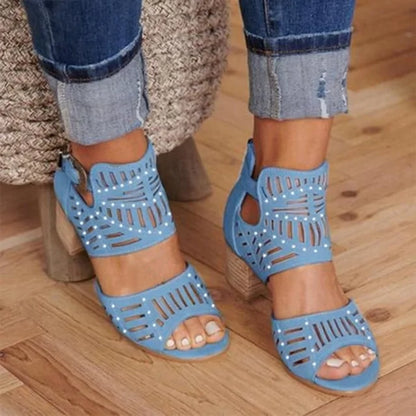 Vintage Hollow Out Sandals light blue 43