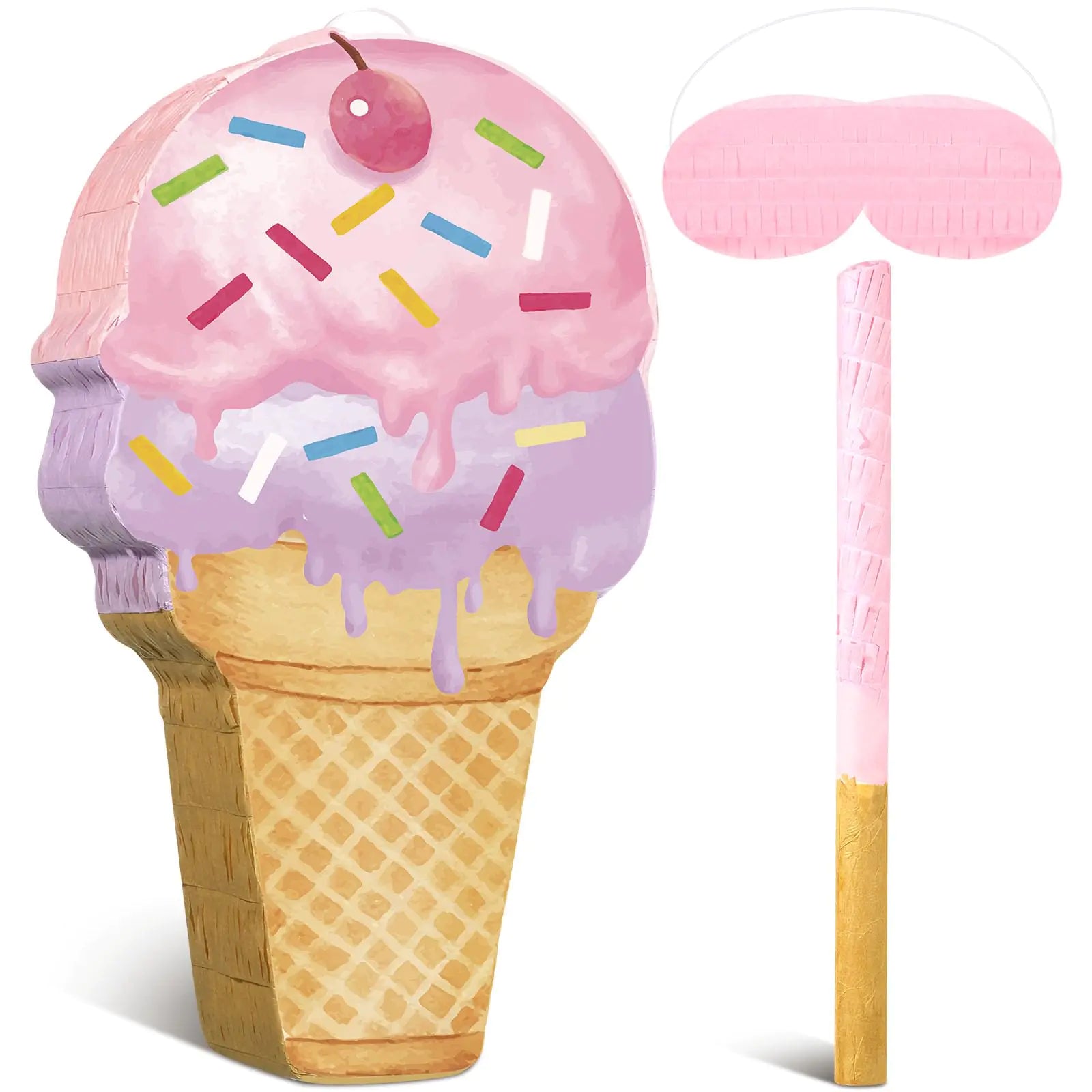 Ice Cream Pinata Ice Cream Cone Shaped Pinata with Stick - - game