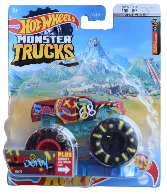 Hot Wheels Monster Trucks Demo Derby Connect and Crash Car - n a - toy car