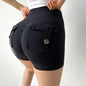 Women-s High-Waist Sport Shorts Black Large