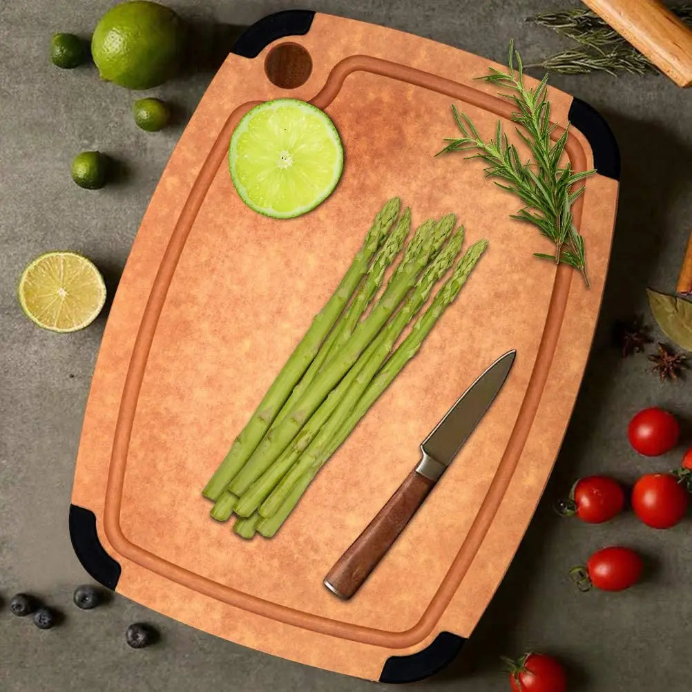 None-Slip 100% Natural Wood Fiber Cutting Board for Kitchen With Groove