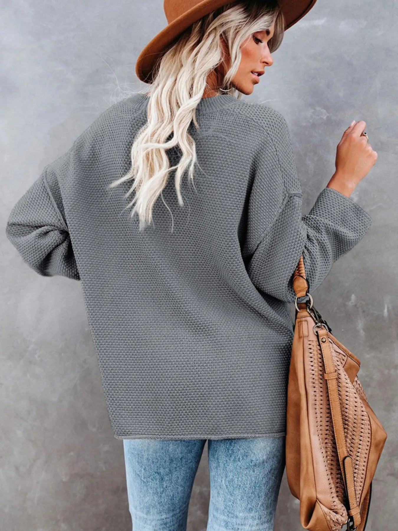 Button Detail Long Sleeve Knit Top - -