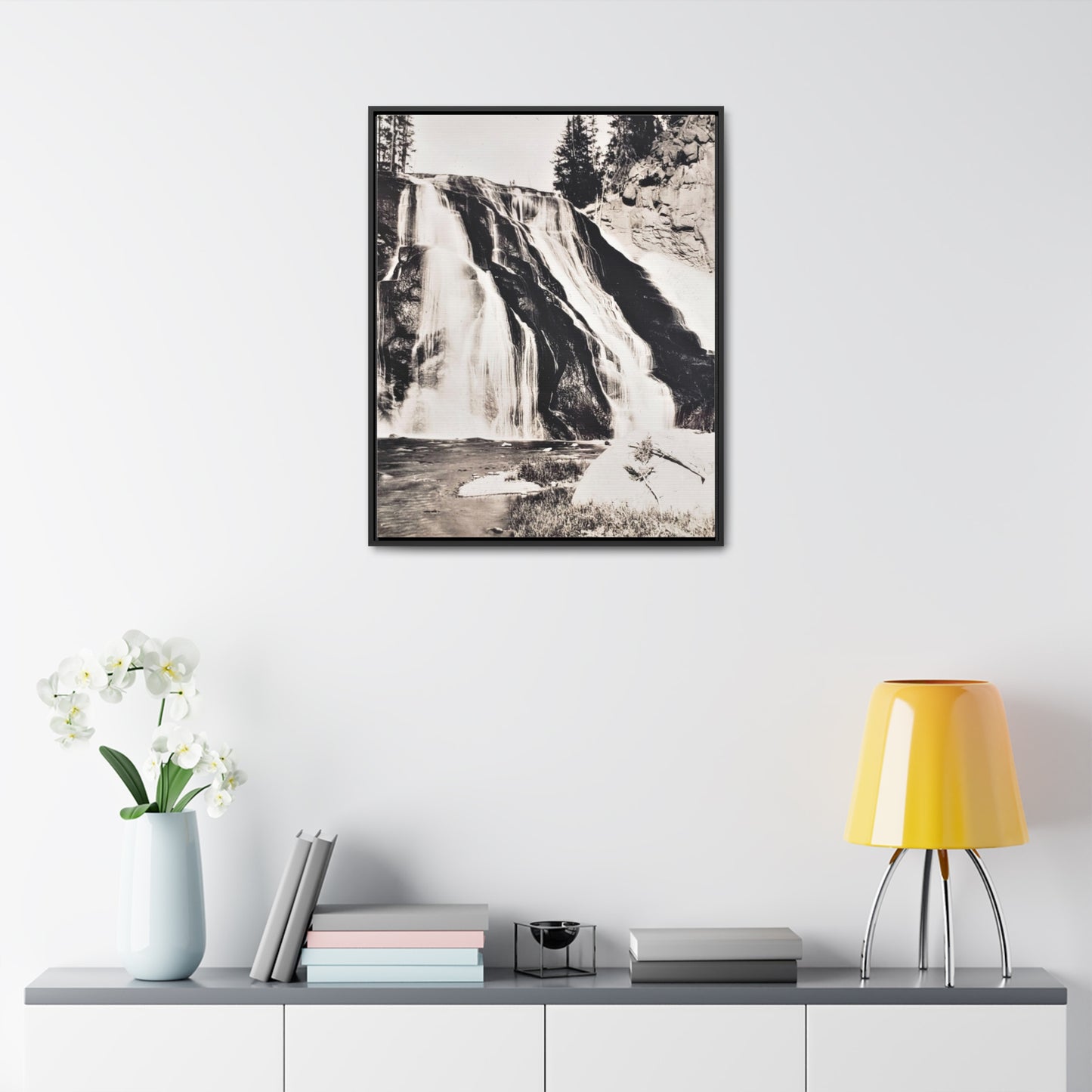 Gibbon Falls Yellowstone Gallery Canvas Wraps, Vertical Frame