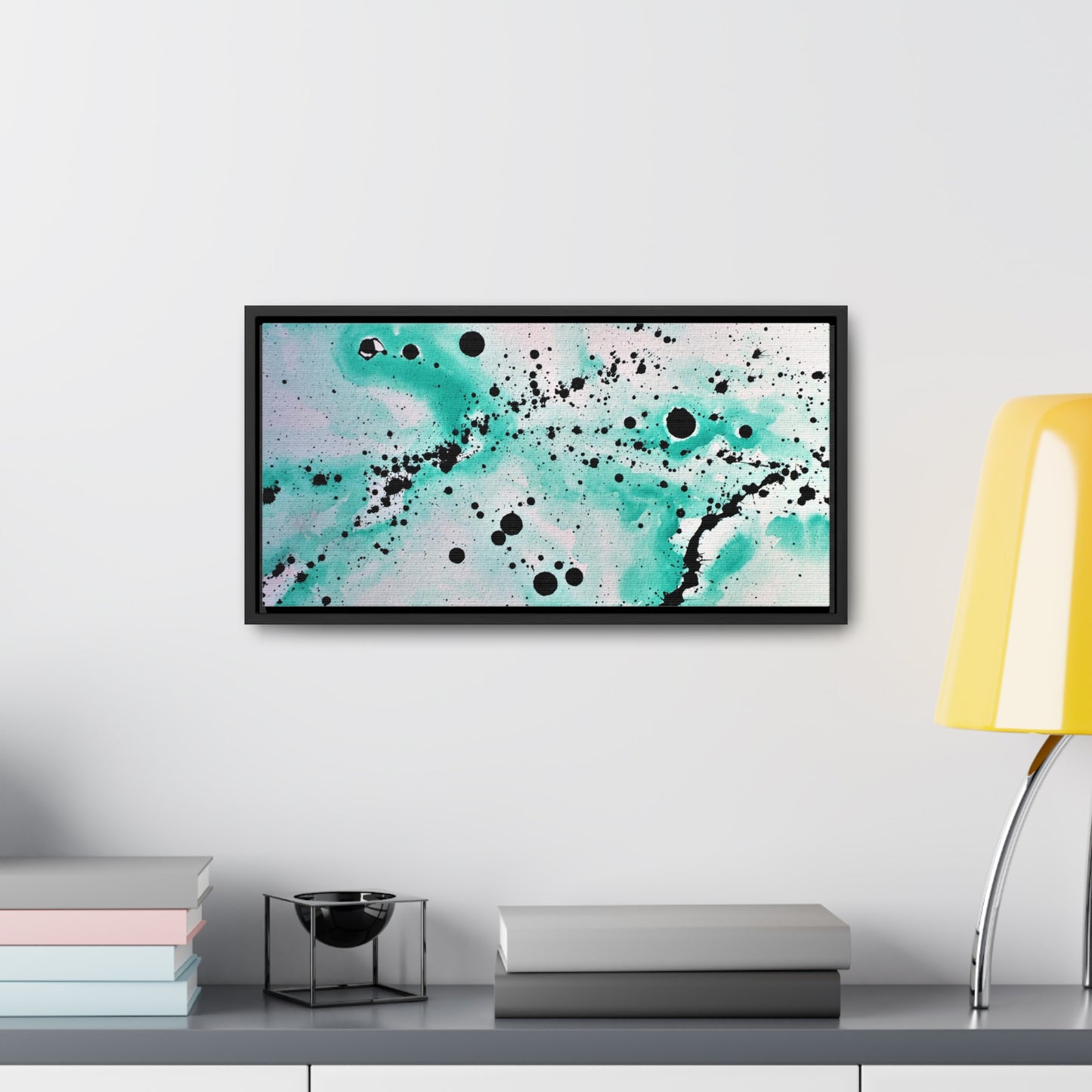 Teal Burst Gallery Canvas Wraps, Horizontal Frame