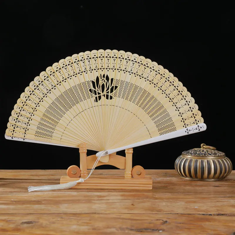 New Chinese Super Fairy Lotus Small Fan Hanfu Qipao Women's Hollow Fan Wedding Photography Props Folding Fan - - Fans