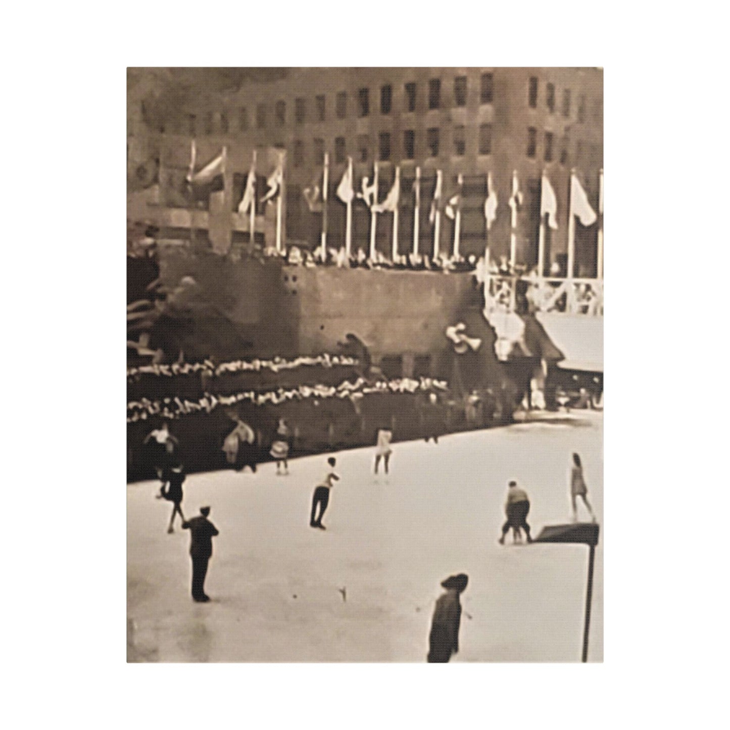 Rockefeller Plaza Easter 1945 Satin Canvas, Stretched