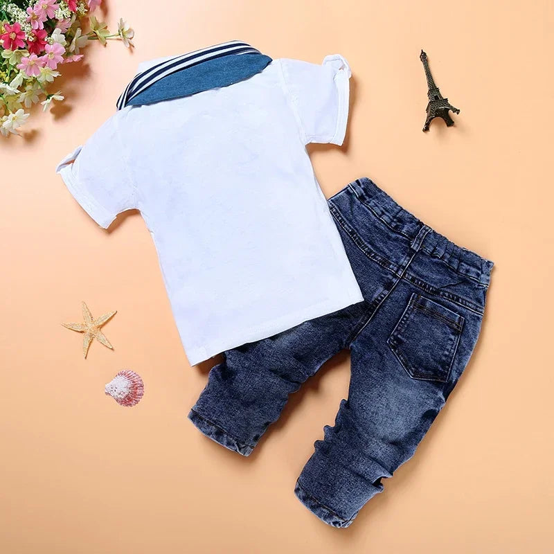 Boys Cotton Short Sleeve Tops and Jeans