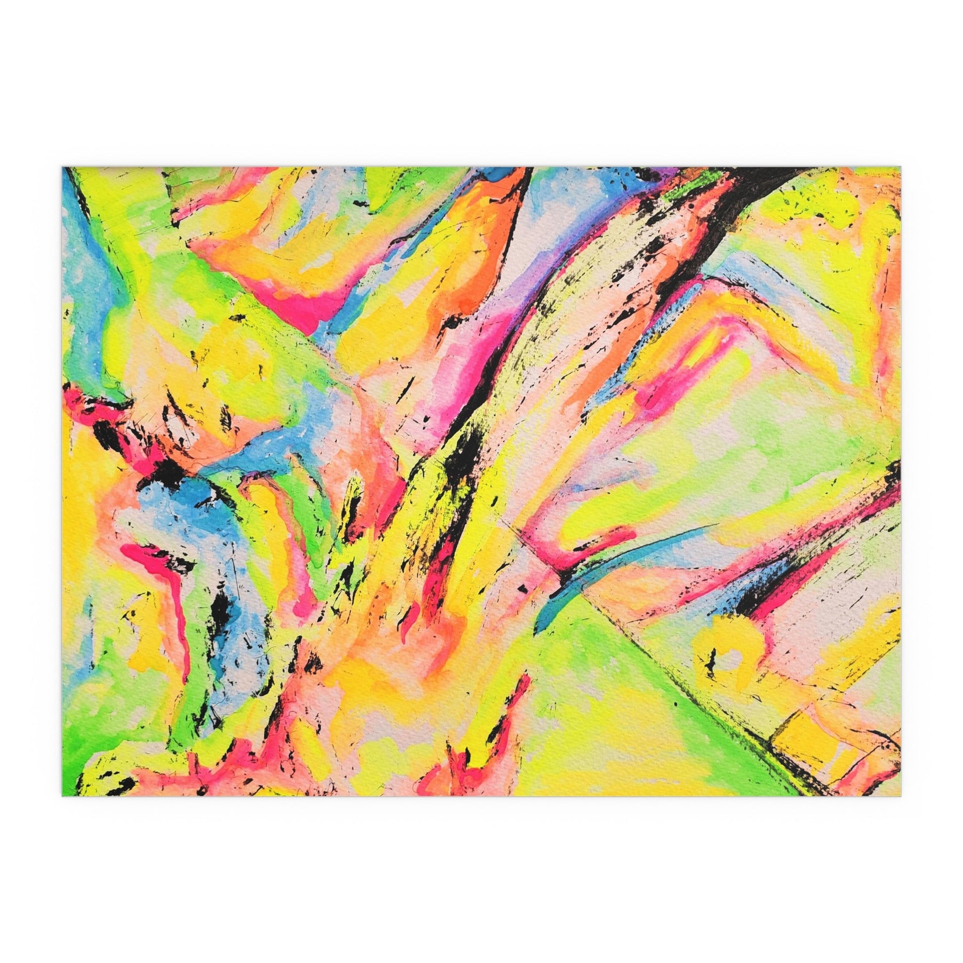 Neon Fire Silk Posters - 32" x 24" (Horizontal) Semi Glossy - Poster