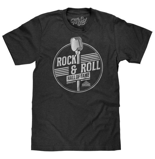 Rock and Roll Hall of Fame Retro Microphone T-Shirt - Charcoal Gray Heather - - t-shirt