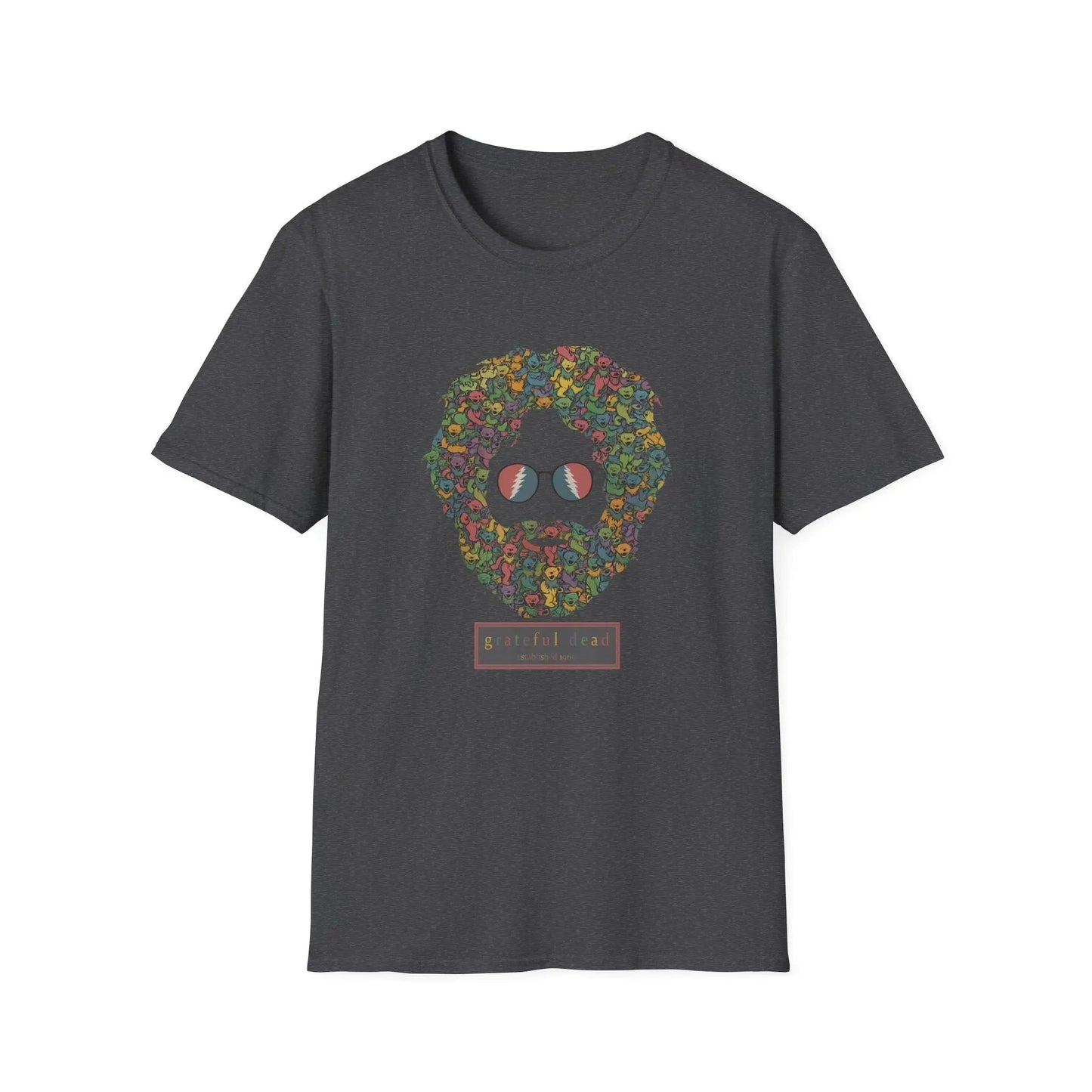 Jerry Garcia Dancing Bears Face - Vineyard Collection T-Shirt - Dark Heather - T-Shirts