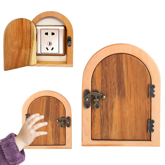 Fairy Door Outlet Cover PlateNo Punching Required Outlet Covers for Baby Proofing Light Switch Cover Guard100% Handmade Wooden Door Shaped Electrical Outlet Cover Protects Children and Pets